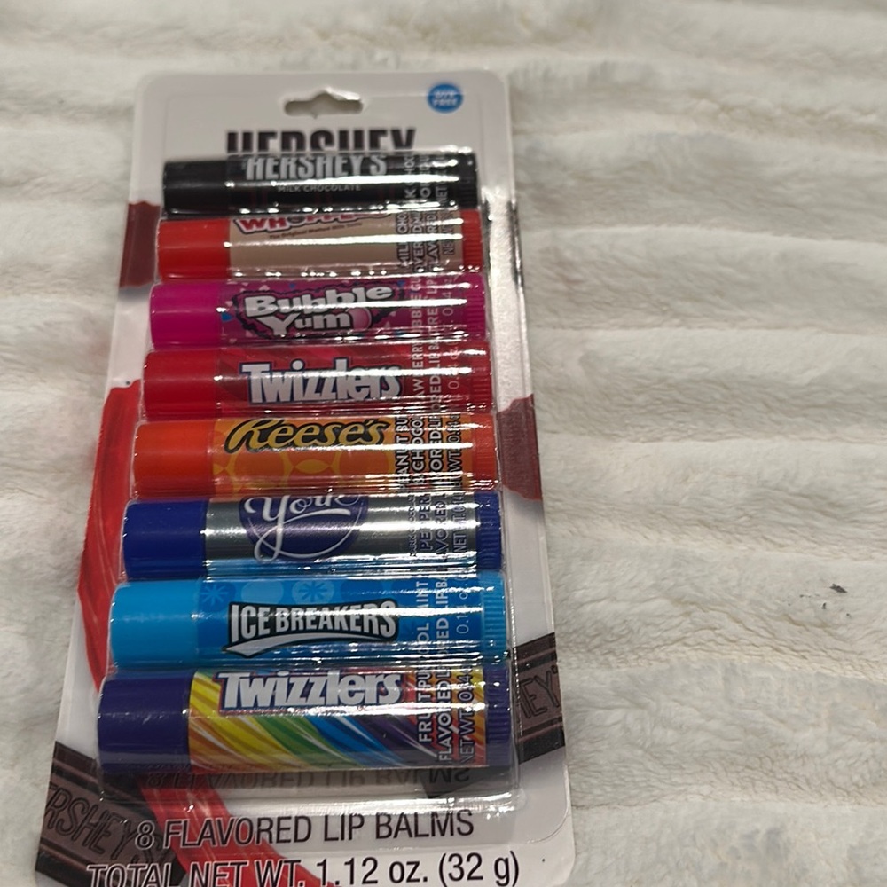 Hersheys 8 Flavored Lip Balms. Dye-Free